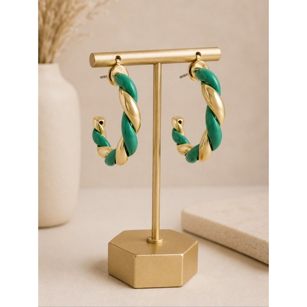 On 34th Gold-Tone Swirl Medium Hoop Earrings - NWT